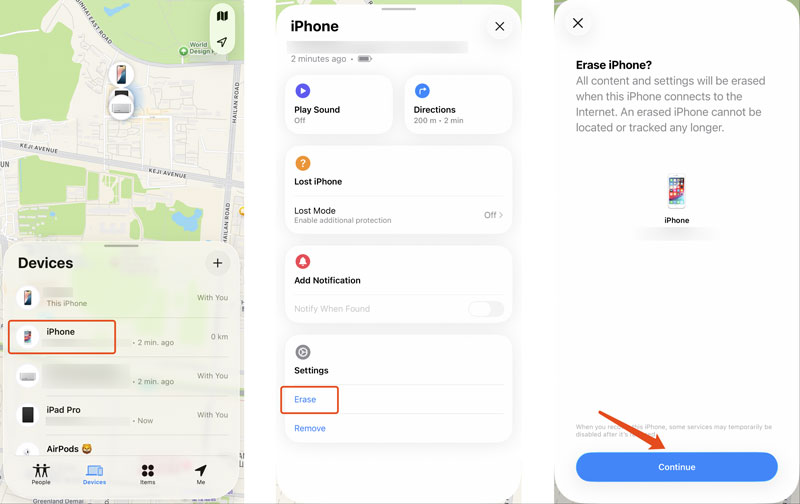 Apagar no Find My App para desbloquear o iPhone