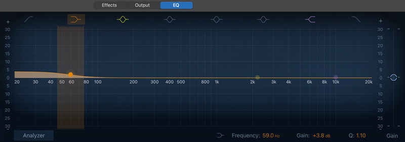 Ajustar EQ no GarageBand