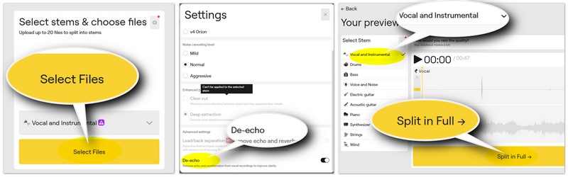 Isolar vocais no Lalal AI