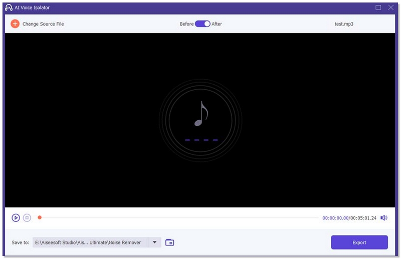Exportar arquivo vocal isolado do Aiseesoft Video Converter Ultimate