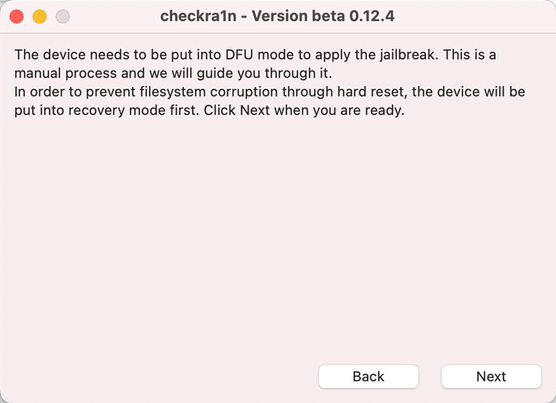 Checkra1n coloca o iPhone em modo DFU para fazer jailbreak.