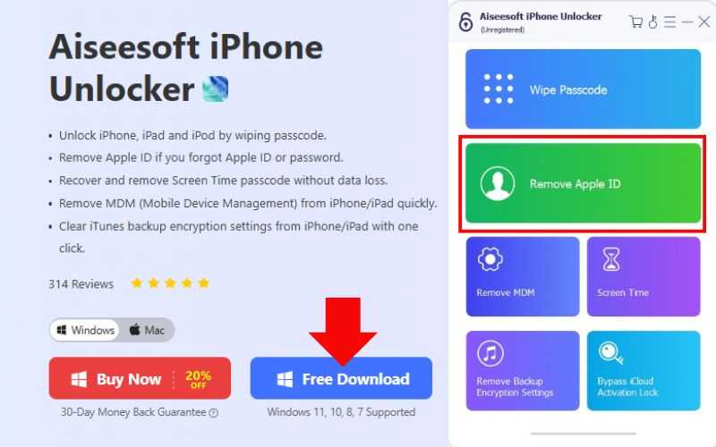 Selecione Remover ID Apple