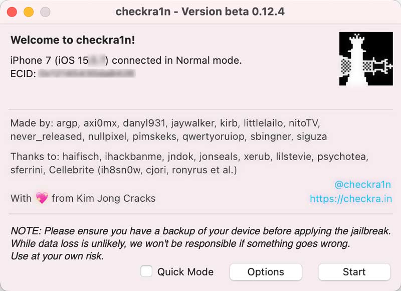 Faça jailbreak no iPhone 7 usando o Checkra1n no MAC.
