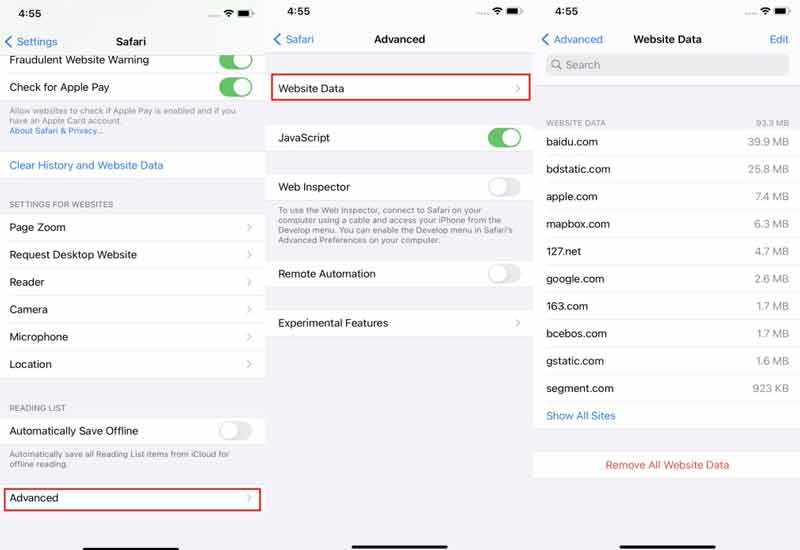 Verifique as configurações do iPhone para ver o histórico