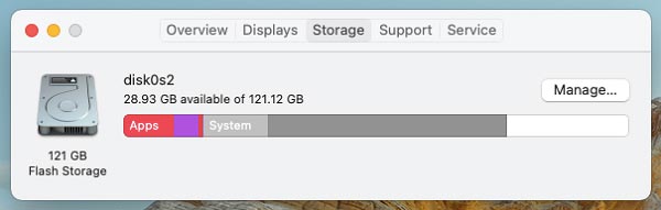 Verifique o armazenamento no Mac