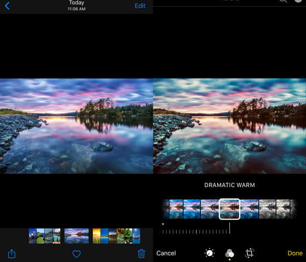 Editar fotos de apresentação de slides no iPhone