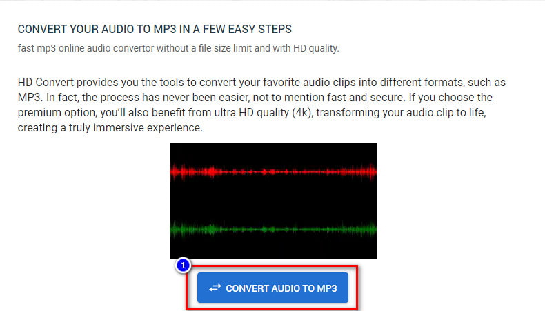 Clique em Converter áudio para MP3