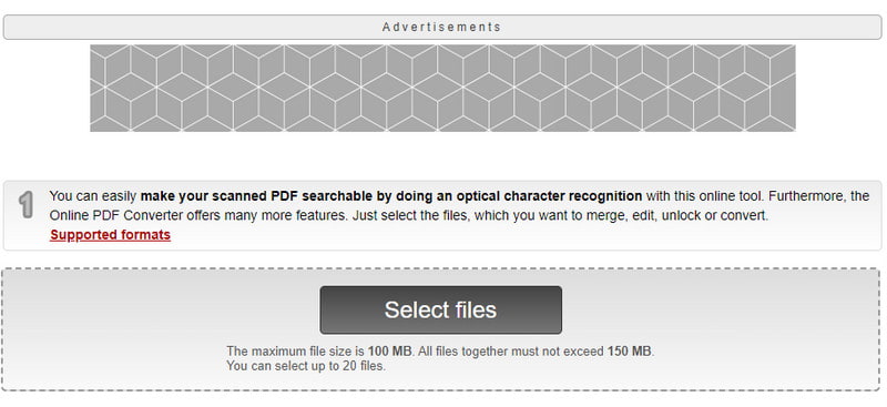 Online2PDF Selecionar arquivos PDF pesquisáveis