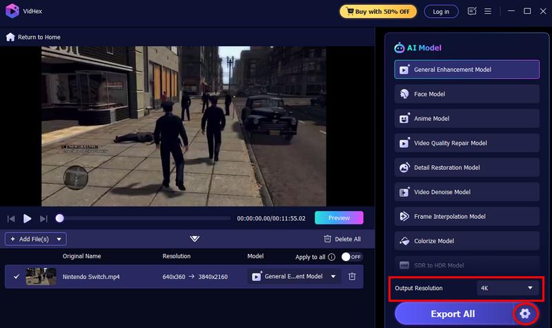 Selecione o formato e a resolução