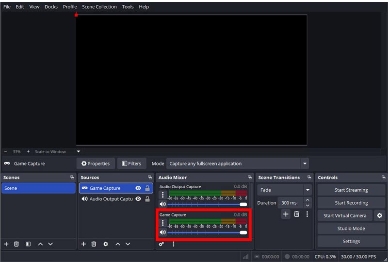 Confirmar no Mixer de Áudio