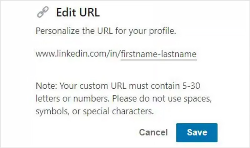 Editar URL do LinkedIn