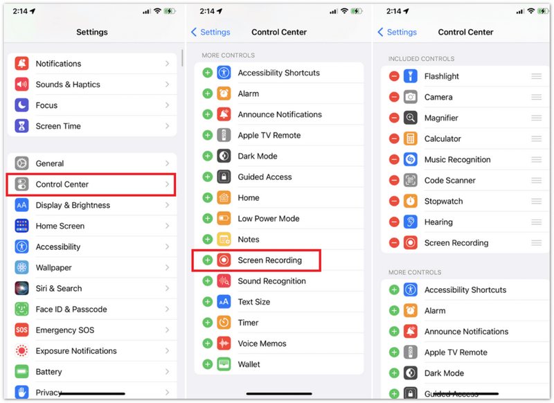 Ativar a gravação de tela no iPhone