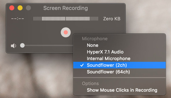 Grave áudio de computador Mac com QuickTime