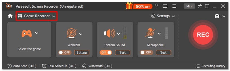 Escolha o gravador de jogo