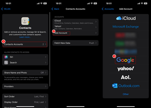 Recuperar contatos pelo Google