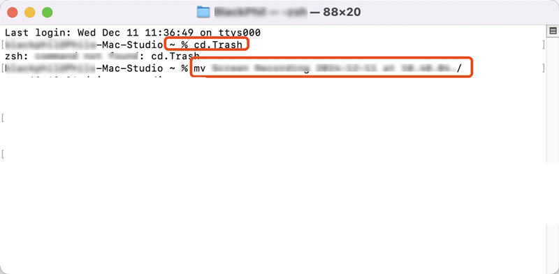 Recuperar arquivos excluídos da lixeira do Mac via terminal