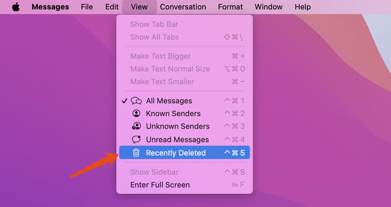 Aplicativo de mensagens do Mac excluído recentemente