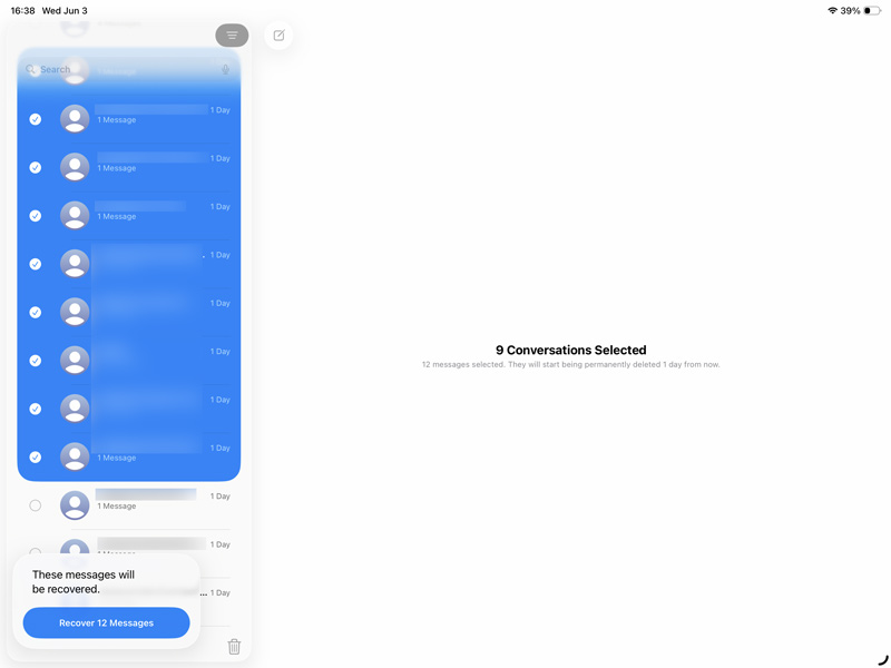 Recupere mensagens apagadas no iPad usando o aplicativo.