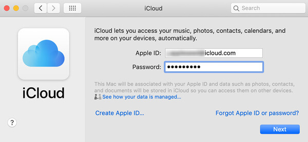Faça login no iCloud