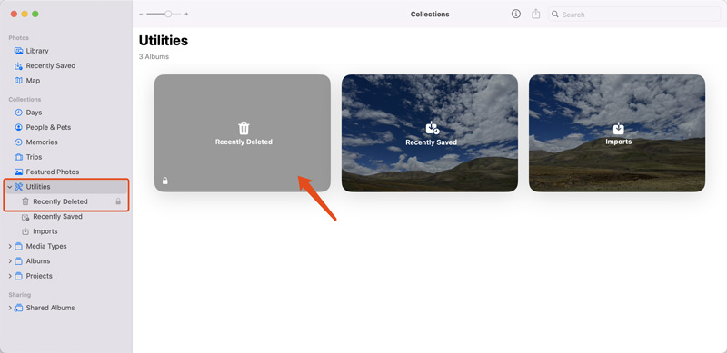 Utilitários do aplicativo Fotos do Mac excluídos recentemente