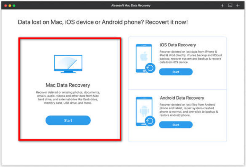 Abra a recuperação de dados do Mac
