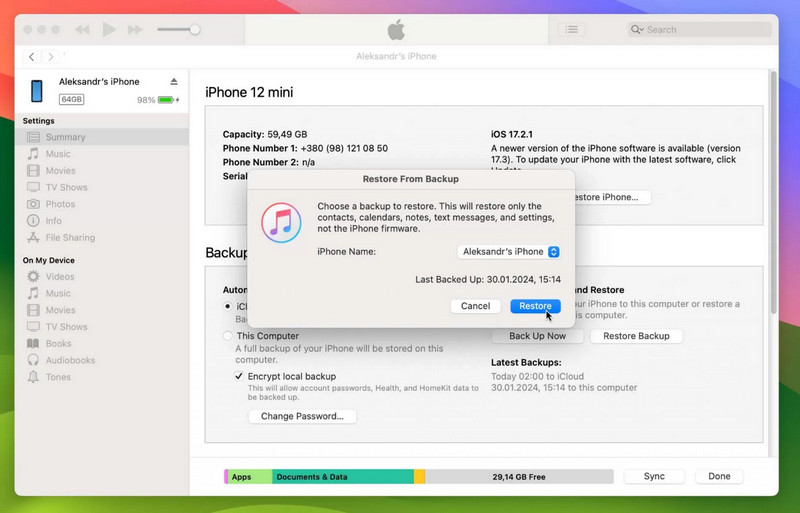 Restaurar Imagem do Iphone Itunes Iniciar