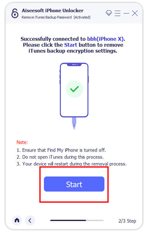 Comece a remover a criptografia