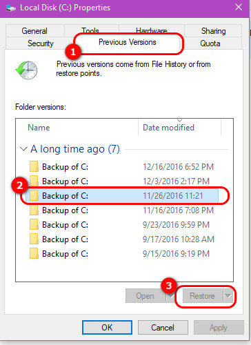 Mudar para as versões anteriores