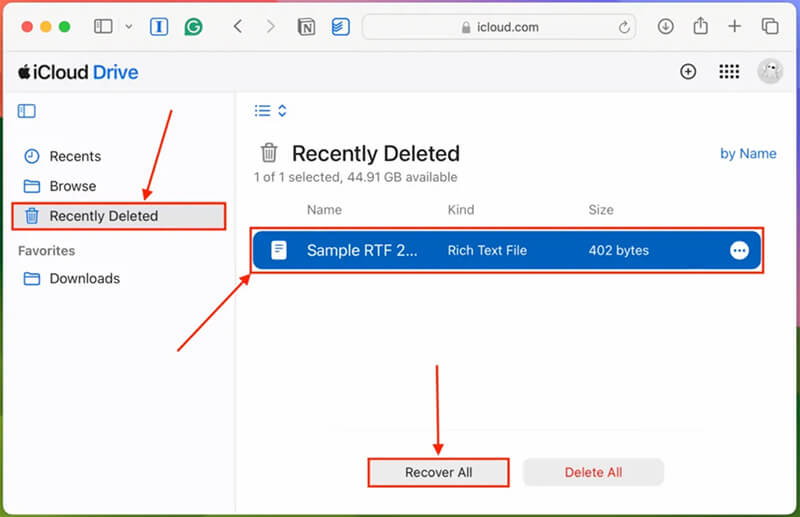 Restore iCloud Recently Deleted