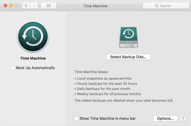 Backup Mac com Time Machine