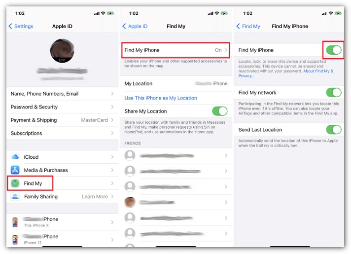 Use Buscar para excluir o ID Apple