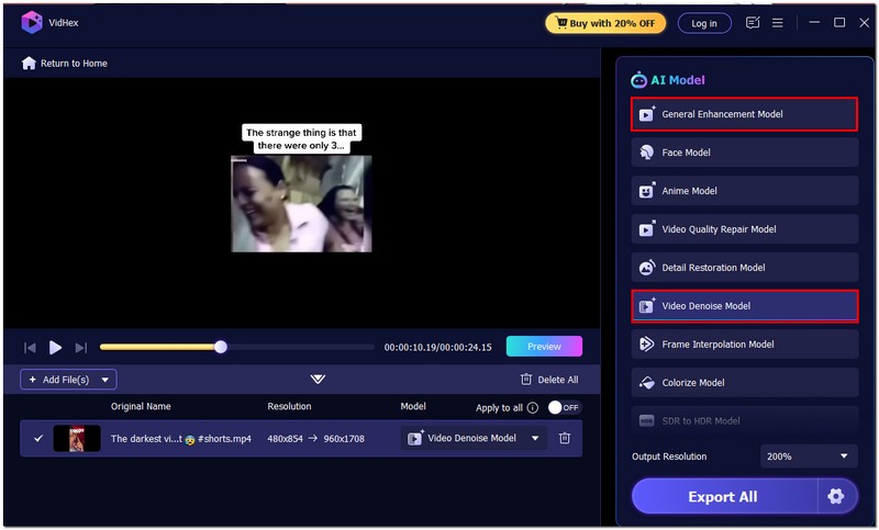 Selecione Redução de Ruído de Vídeo