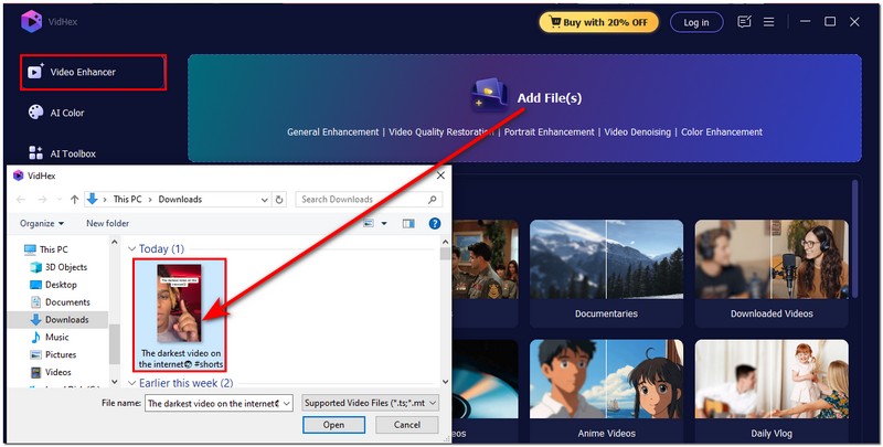 Importe o vídeo de danos