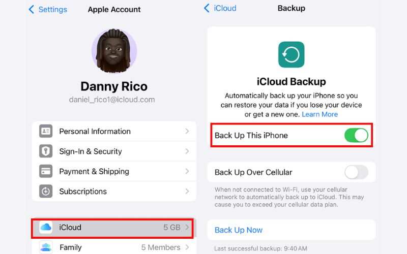 Fazer backup do iCloud