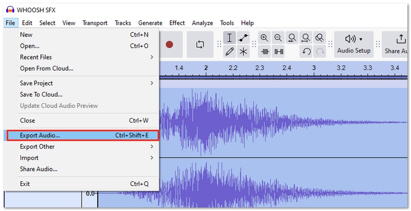 Exportar áudio editado