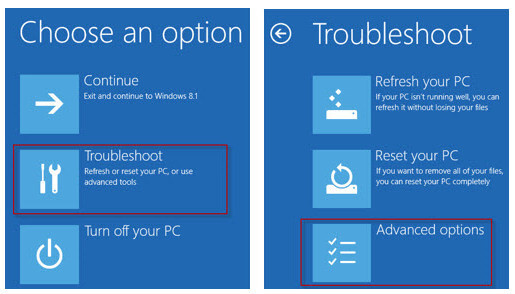 Opções avançadas do Windows 10