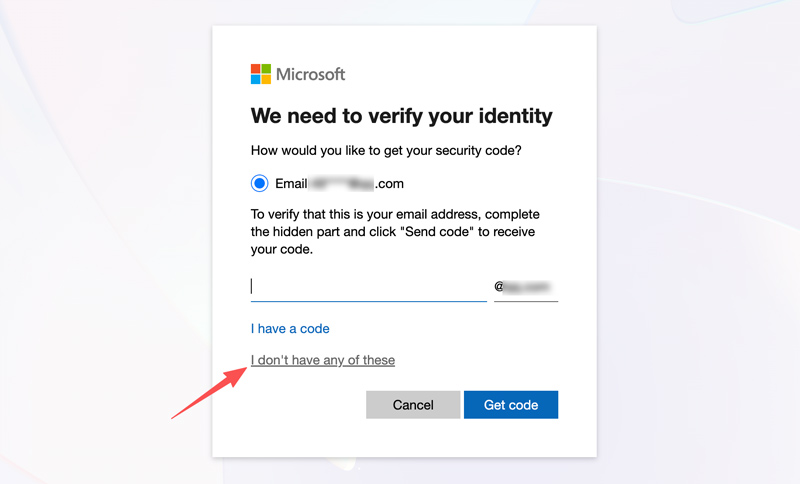 Redefinir senha do Hotmail Verificar identidade