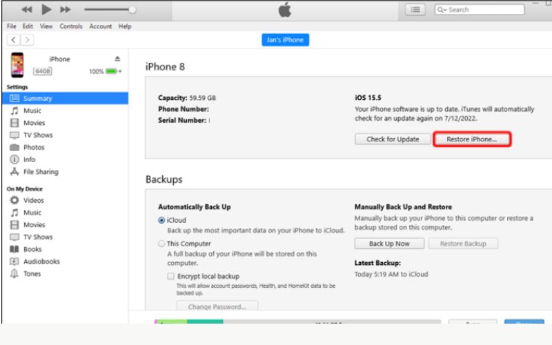 Redefinir bloqueio de ativação do iTunes