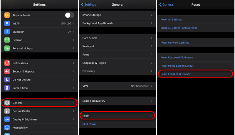 Redefinir privacidade de localização no iPhone