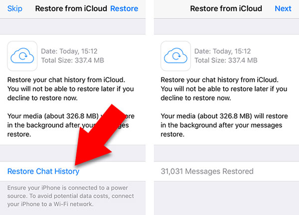 Restaurar mensagem do Whatsapp do backup do Icloud