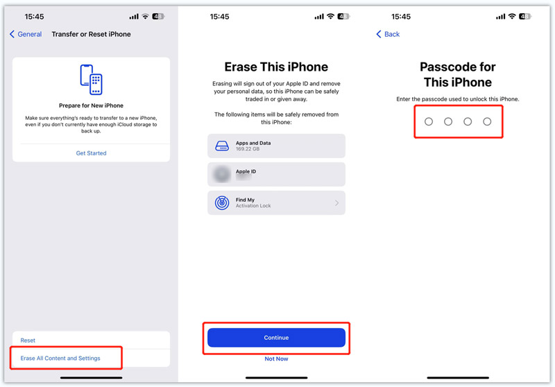 Apagar redefinição de fábrica do iPhone