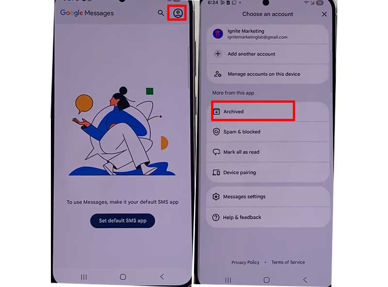 Restaurar mensagem do backup do Google