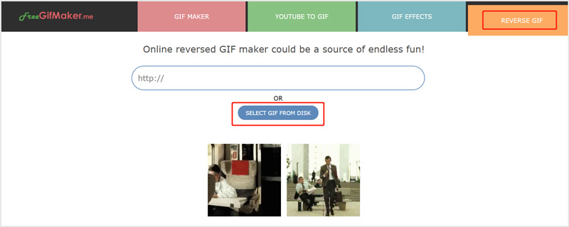 GIF Reversor do FreeGifMaker Me