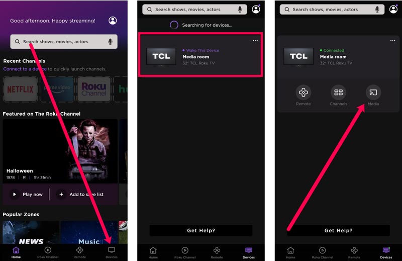 Transmitir telefone Android para Roku TV via aplicativo