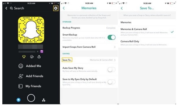 Salve suas fotos do Snapchat antes de enviar