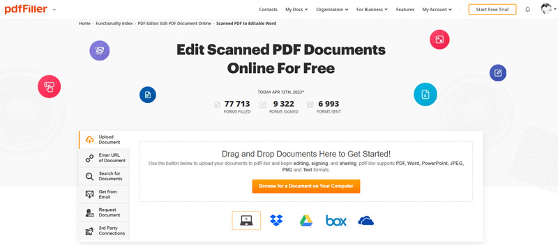 PDFFiller Editor de PDF on-line gratuito