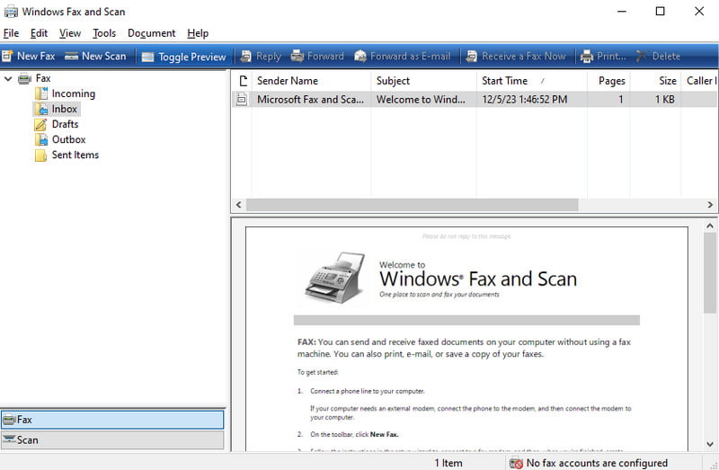Fax do Windows digitaliza vários documentos em um PDF