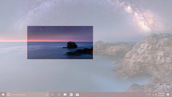 Área específica da captura de tela win10