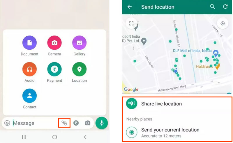 Compartilhar localização no WhatsApp Android