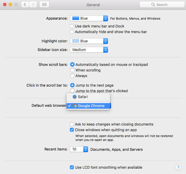 Altere o navegador padrão no Mac High Sierra
